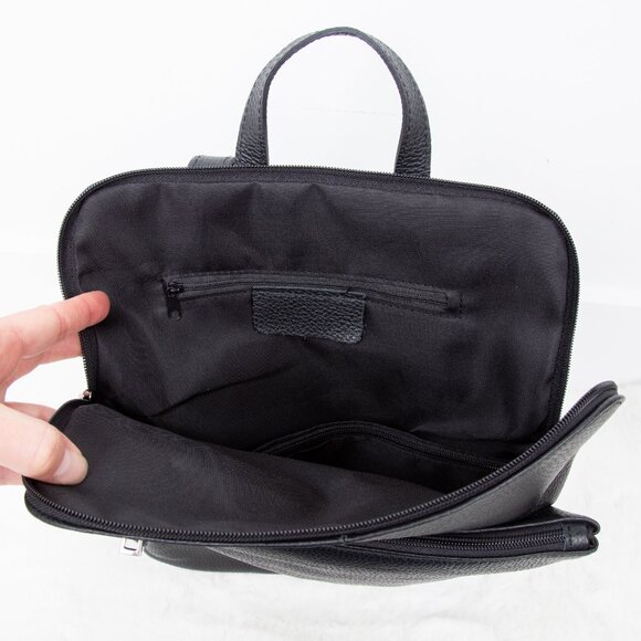 NEW Italian Leather Convertible Backpack Crossbody Bag Unisex - Picture 4 of 5